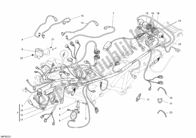 Tutte le parti per il Cablaggio Elettrico del Ducati Sport ST3 S ABS USA 1000 2007